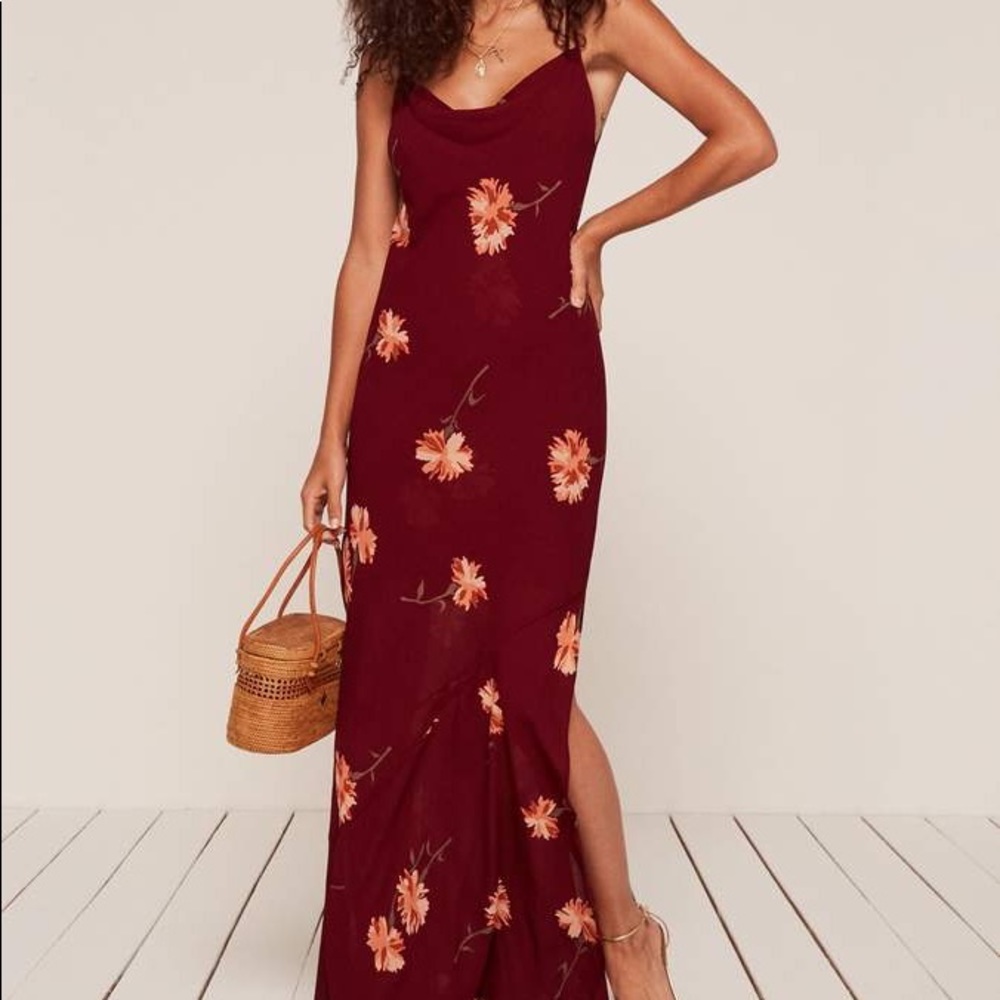 Reformation Maroon Dressy Santiago Dress